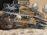 Tattered American Flag - Custom C130 with small F16 and F15 Fighter Jets