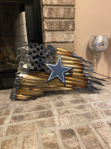 Tattered American Flag - Dallas Cowboys Logo