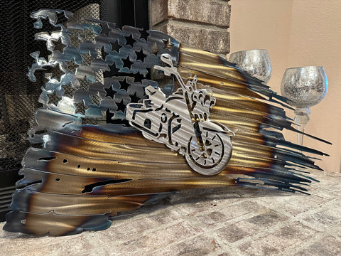 Tattered American Flag - Harley Motorcycle Edition