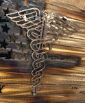Tattered American Flag - Navy Chiefs Anchor & Caduceus Edition