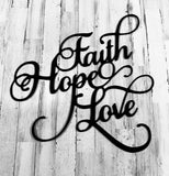 Faith Hope Love Word Art - Metal Wall Decor
