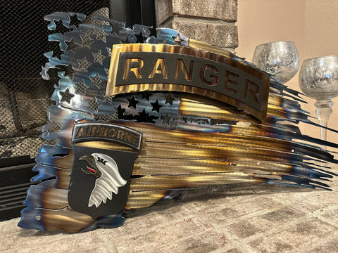 Tattered American Flag - Ranger Tab & 101st Edition