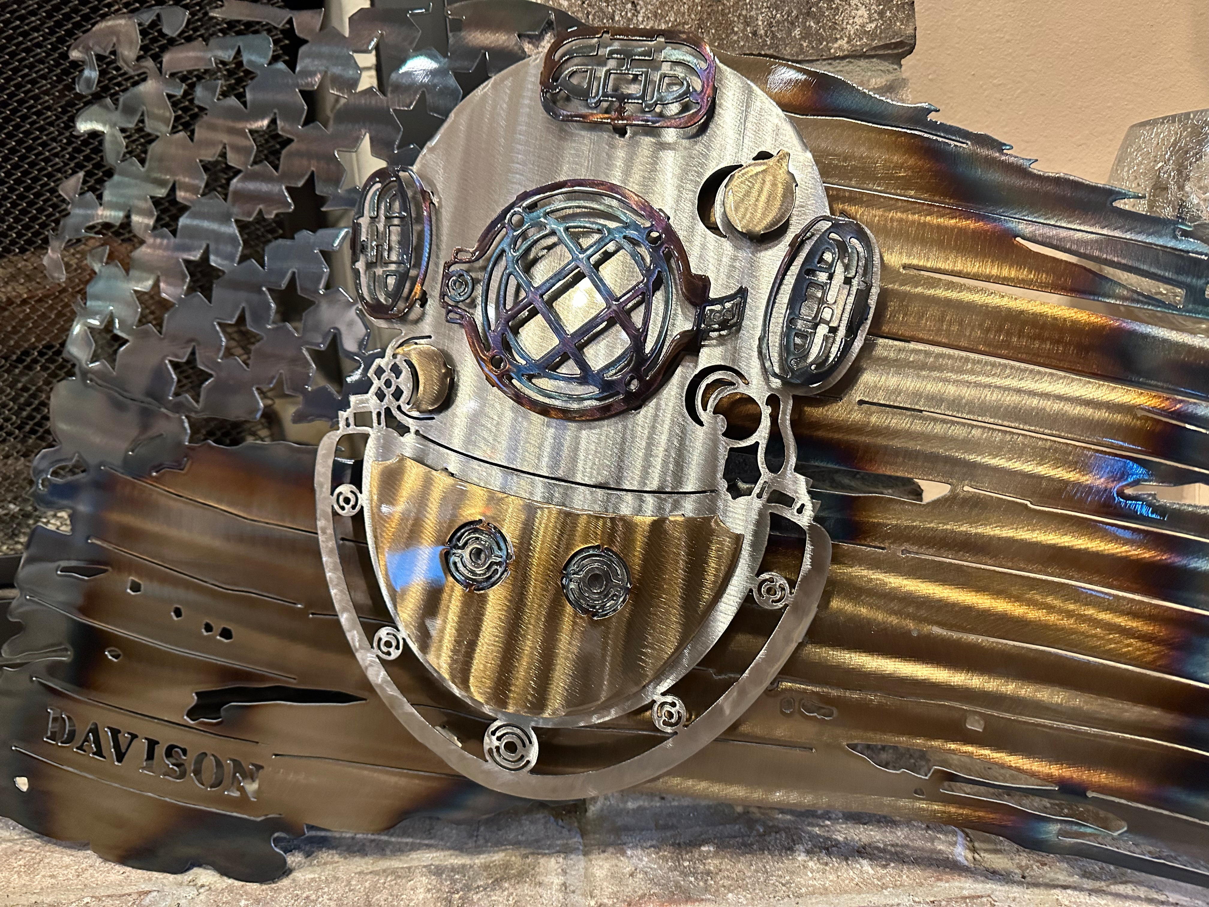 Tattered American Flag - Metal Wall Art - Submarine Decor – Mind