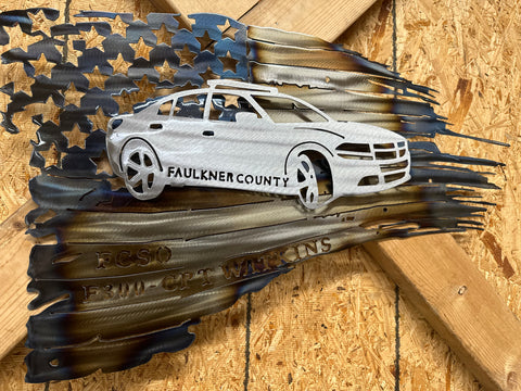 Tattered American Flag - Police Car Edition