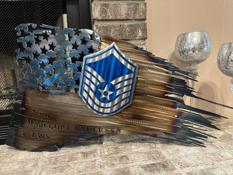 Tattered American Flag - Master Sergeant Rank Edition