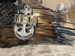 Tattered American Flag - Navy Chiefs Anchor Edition