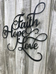 Faith Hope Love Word Art - Metal Wall Decor