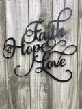 Faith Hope Love Word Art - Metal Wall Decor