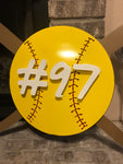 Softball with Crossed Bats and Player Number