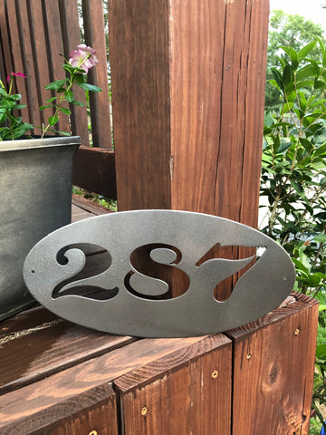 Oval House Number Plaque - Metal Wall Decor