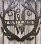 Antler Custom Metal Signs | Monogram Wall Decor | Metal Wall Art