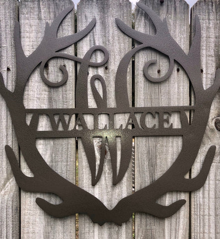 Antler Custom Metal Signs | Monogram Wall Decor | Metal Wall Art