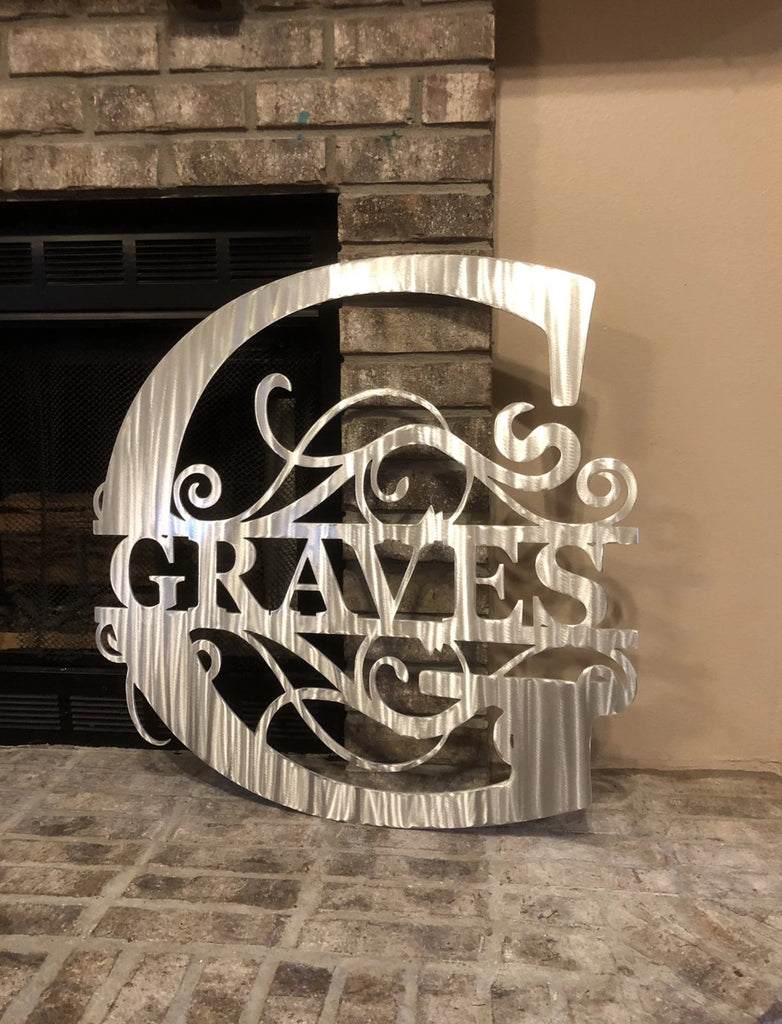 Metal Monogram Signs Personalized Split Letter Family Name