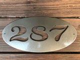 Oval House Number Plaque - Metal Wall Decor